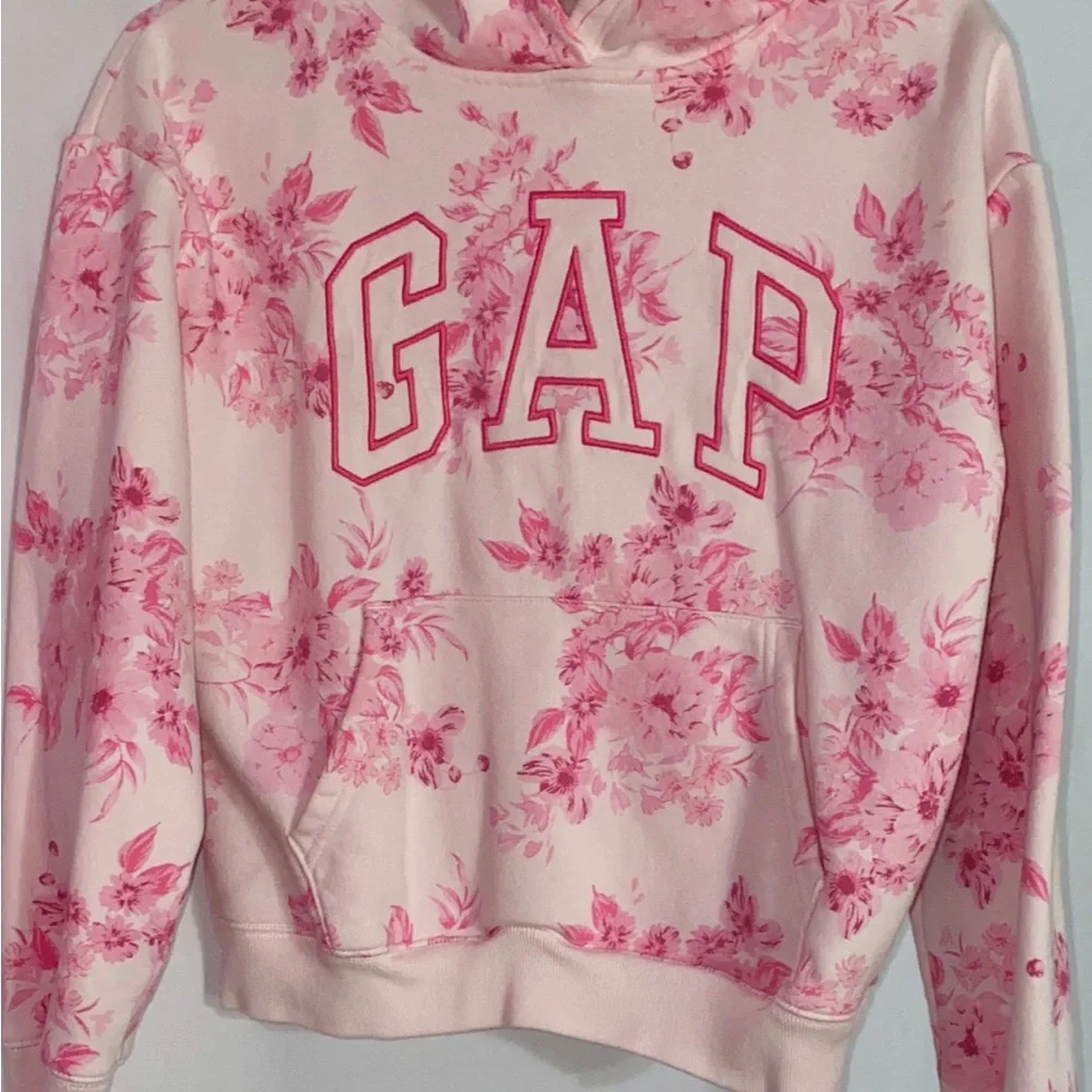 GAP kids Pink Floral Logo Hoodie